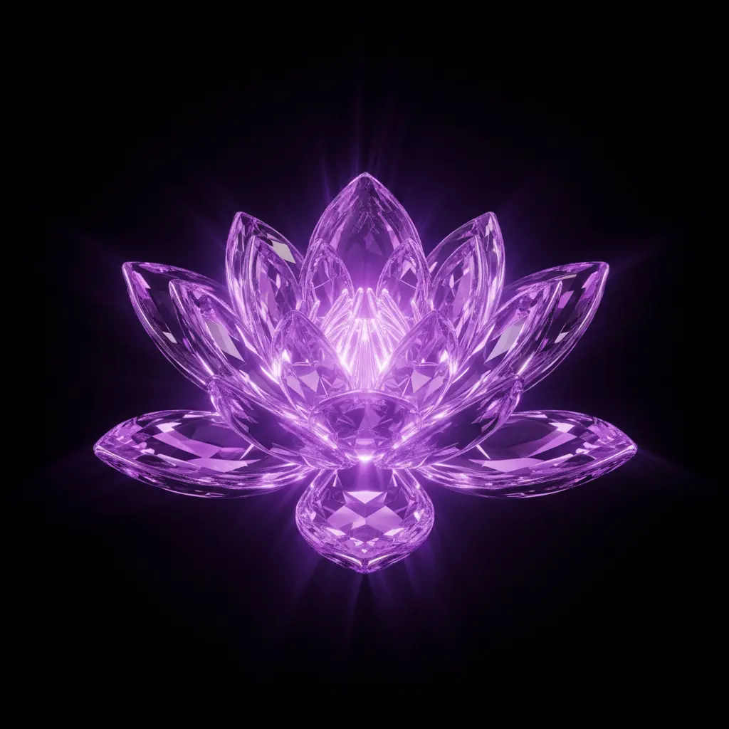 Glowing crystal lotus flower
